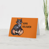 Black Cat Halloween Jack O lantaarn Kaart (Voorkant)