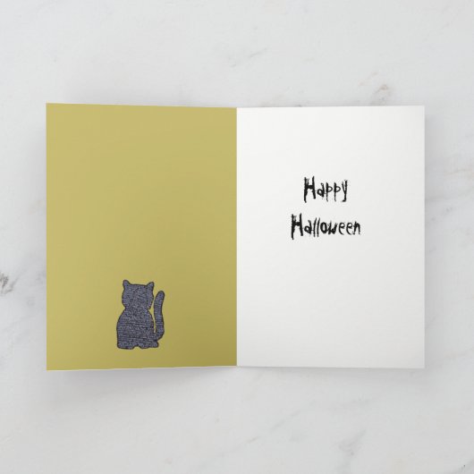 Black Cat Halloween Kaart (Binnen)