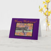 Black Cat Halloween-kaart Kaart (Gele Bloem)