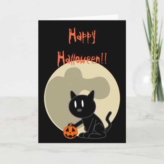 Black Cat Halloween-kaart Kaart (Voorkant)