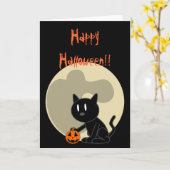Black Cat Halloween-kaart Kaart (Gele Bloem)