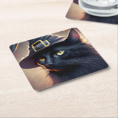 Black Cat Halloween Kartonnen Onderzetters (Schuin)
