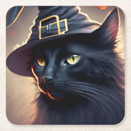 Black Cat Halloween Kartonnen Onderzetters
