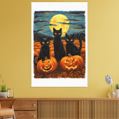Black Cat Halloween Kat Liefhebbers Sterrennacht K Canvas Afdruk (Insitu (Woonkamer))