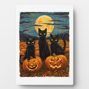 Black Cat Halloween Kat Liefhebbers Sterrennacht K Fotoplaat