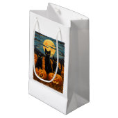 Black Cat Halloween Kat Liefhebbers Sterrennacht K Klein Cadeauzakje (Voorkant Gekanteld)