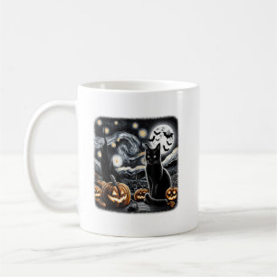 Black Cat Halloween Kat Liefhebbers Sterrennacht K Koffiemok
