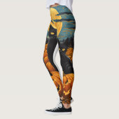 Black Cat Halloween Kat Liefhebbers Sterrennacht K Leggings (Links)