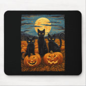 Black Cat Halloween Kat Liefhebbers Sterrennacht K Muismat (Voorkant)