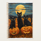 Black Cat Halloween Kat Liefhebbers Sterrennacht K Planner (Voorkant)