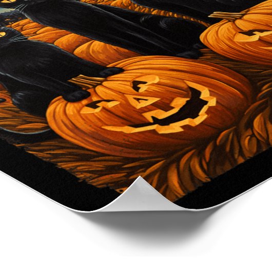 Black Cat Halloween Kat Liefhebbers Sterrennacht K Poster (Hoek)