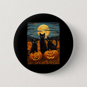 Black Cat Halloween Kat Liefhebbers Sterrennacht K Ronde Button 5,7 Cm