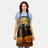 Black Cat Halloween Kat Liefhebbers Sterrennacht K Schort (Gedragen)