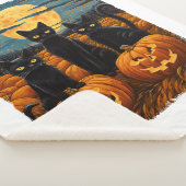 Black Cat Halloween Kat Liefhebbers Sterrennacht K Sherpa Deken (3/4)