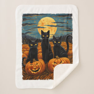 Black Cat Halloween Kat Liefhebbers Sterrennacht K Sherpa Deken
