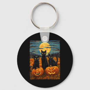 Black Cat Halloween Kat Liefhebbers Sterrennacht K Sleutelhanger