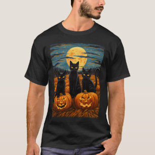 Black Cat Halloween Kat Liefhebbers Sterrennacht K T-shirt