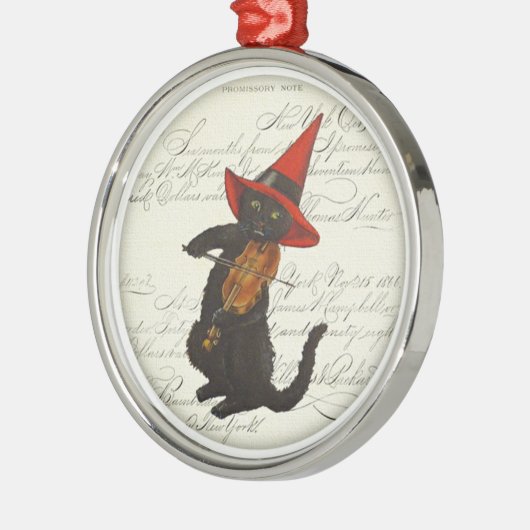 Black Cat Halloween-keramisch Ornament (Links)