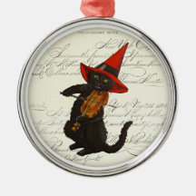 Black Cat Halloween-keramisch Ornament