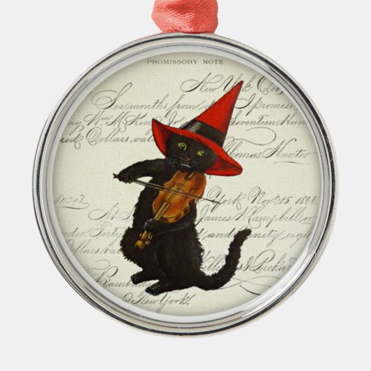 Black Cat Halloween-keramisch Ornament (Voorkant)