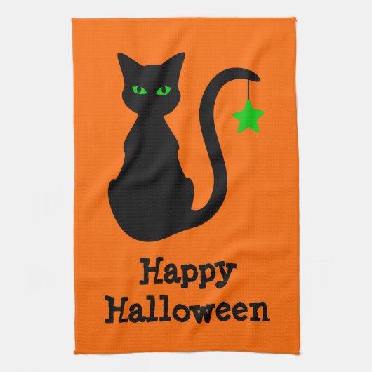 Black Cat Halloween Kitchen Towel Theedoek (Verticaal)