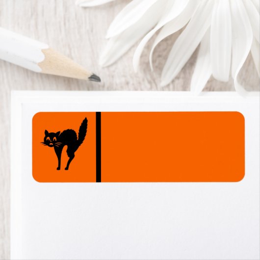 Black Cat Halloween Label-  achtergrond Etiket (Insitu)