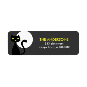 Black Cat Halloween Labels