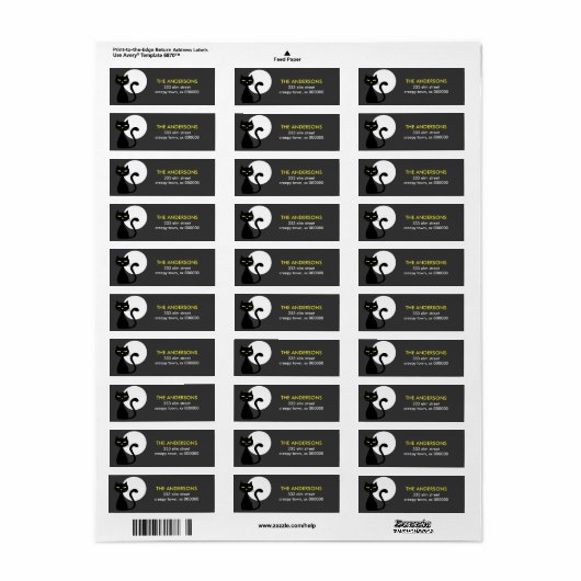 Black Cat Halloween Labels (Full Sheet)