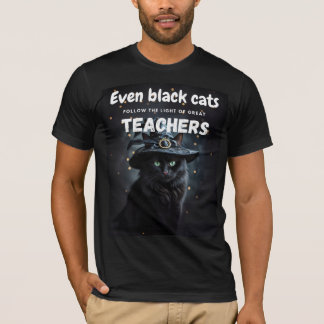 Black Cat Halloween Leraar Waardering Quote T-shirt