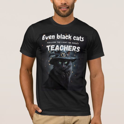 Black Cat Halloween Leraar Waardering Quote T-shirt (Voorkant)