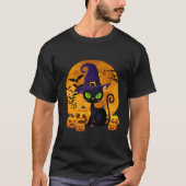 Black Cat Halloween Moon Pumpkin  T-shirt (Voorkant)