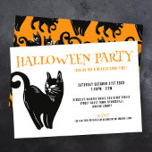 Black Cat Halloween Oranje feestuitnodiging Kaart