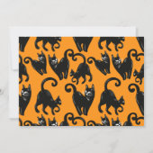 Black Cat Halloween Oranje feestuitnodiging Kaart (Achterkant)