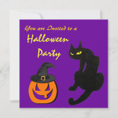 BLACK CAT HALLOWEEN Paars VAN PARTIJ Kaart (Voorkant)