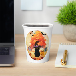 Black Cat Halloween Paper Cups Papieren Bekers