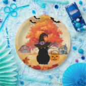 Black Cat Halloween Paper Plates Papieren Bordje (Feest)