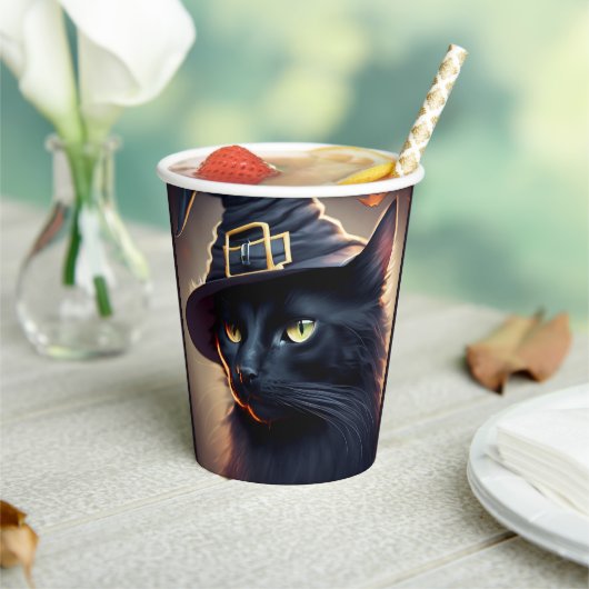 Black Cat Halloween Papieren Bekers (Insitu)