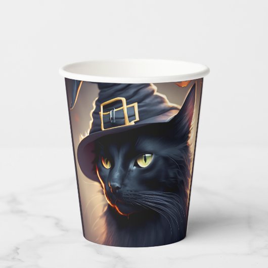 Black Cat Halloween Papieren Bekers (Achterkant)