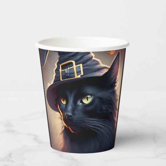 Black Cat Halloween Papieren Bekers (Voorkant)