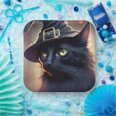 Black Cat Halloween Papieren Bordje (Feest)