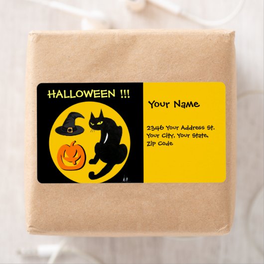 BLACK CAT HALLOWEEN PARTIJ ETIKET (Insitu)