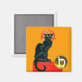 BLACK CAT HALLOWEEN PARTIJ GEM MONOGRAM MAGNEET (Voorkant / Achterkant)