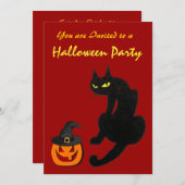 BLACK CAT HALLOWEEN PARTIJ KAART (Voorkant / Achterkant)