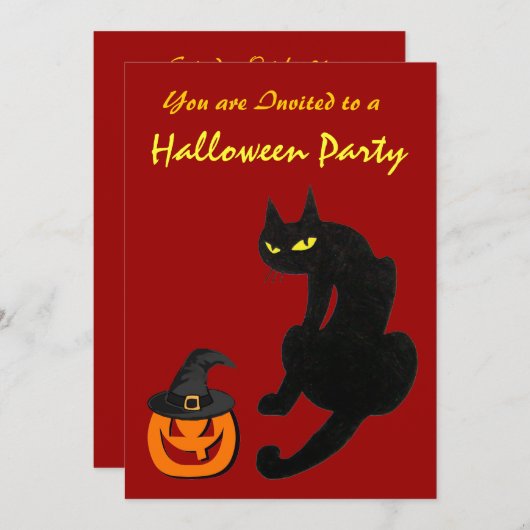 BLACK CAT HALLOWEEN PARTIJ KAART (Voorkant / Achterkant)