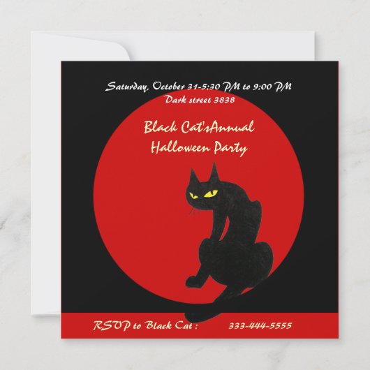 BLACK CAT HALLOWEEN PARTIJ KAART (Achterkant)
