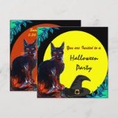 BLACK CAT HALLOWEEN PARTIJ KAART (Voorkant / Achterkant)