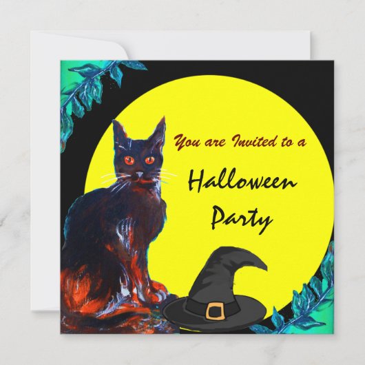 BLACK CAT HALLOWEEN PARTIJ KAART (Voorkant)