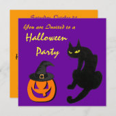 BLACK CAT HALLOWEEN PARTIJ KAART (Voorkant / Achterkant)