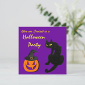 BLACK CAT HALLOWEEN PARTIJ KAART (Staand voorkant)