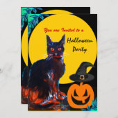 BLACK CAT HALLOWEEN PARTIJ KAART (Voorkant / Achterkant)